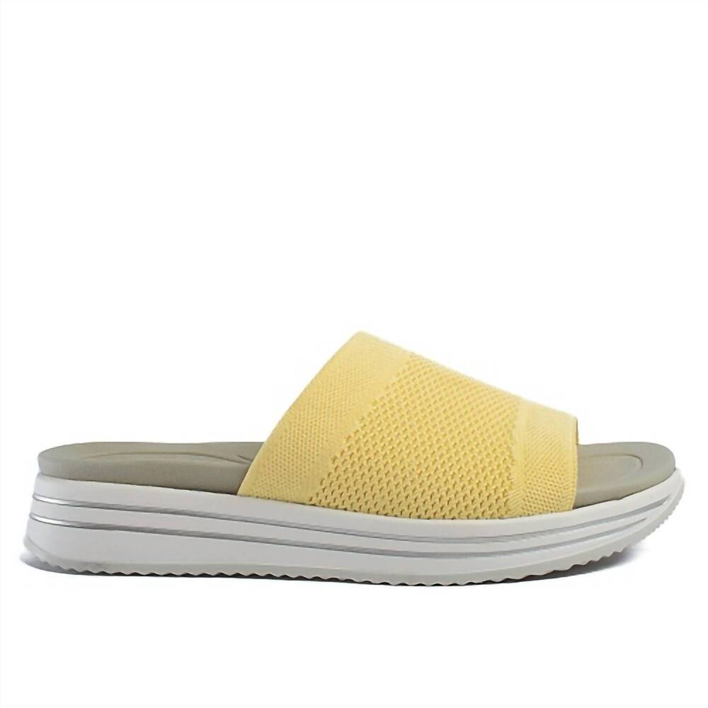 NEW REMONTE women's knit slide sandal in yellow